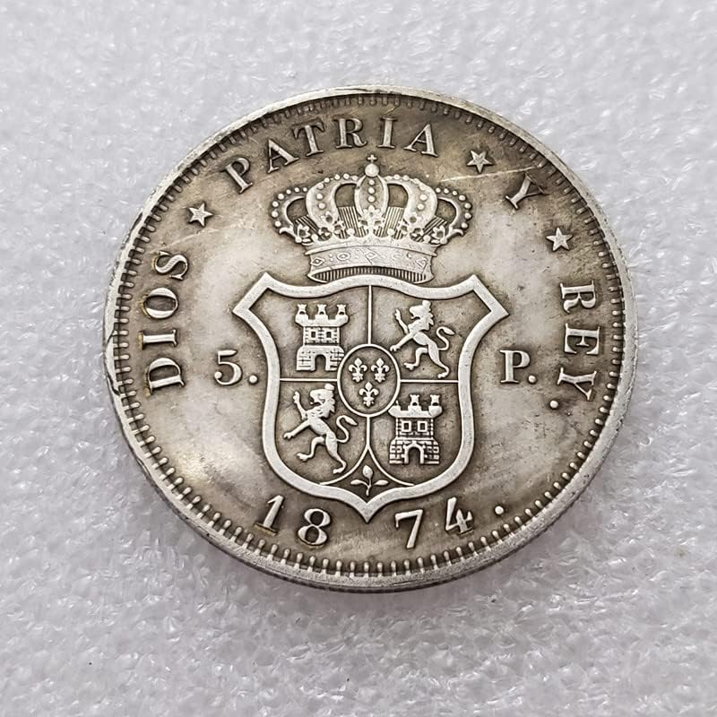 Антички Занаети 1874 Шпански Сребрен Долар 936