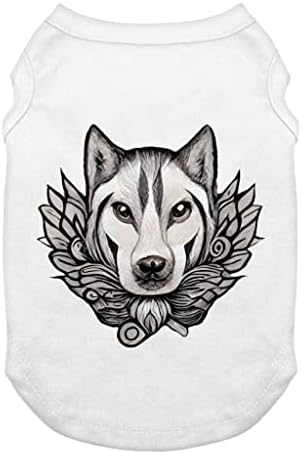 Хуски резервоар за кучиња кучиња - маица за кучиња за тетоважа - облека за кучиња за животни - бела, с
