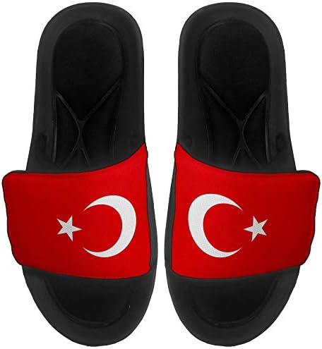ExpressitBest Pushioned Slide -On сандали/слајдови за мажи, жени и млади - Знаме на Турција - Турција знаме