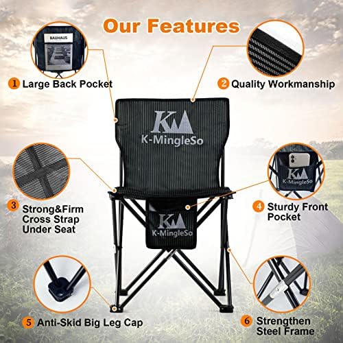K-Minglesso го надгради кампувањето стол со предниот и големиот заден џеб, преносно преносно преклопување стол за риболов, скара, плажа,