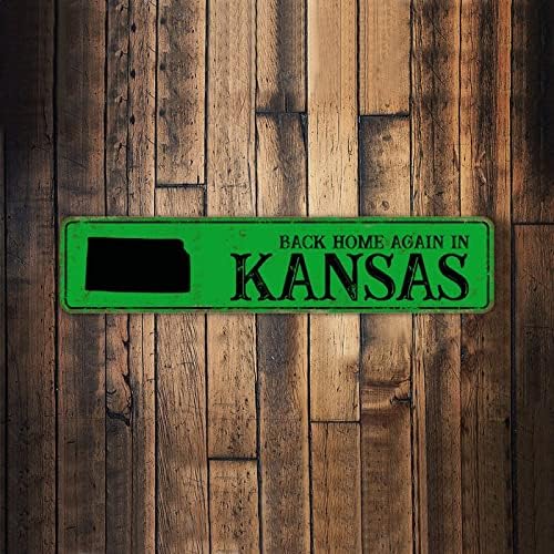 Повторно назад дома во Канзас потресена стилски калај знаци повторно дома во Канзас Американски држави мапи декоративен знак на Вол Стрит за