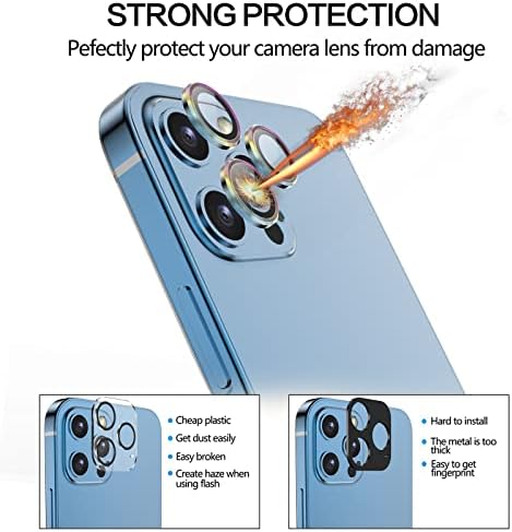 Ywxtw [2 пакет] Заштитник на леќи на фотоапаратот компатибилен со iPhone 12 Pro Max 6,7 инчи, [фиока за инсталација] Алуминиумска легура на алуминиумска