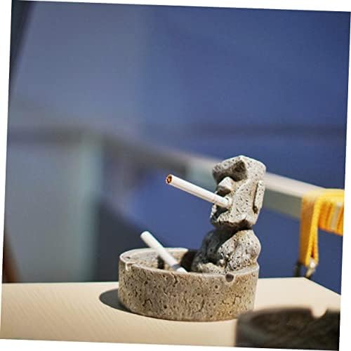 Doitool 1pc камен статуа пепелник гроздобер декор смола занаети Автомобилски пепелници Велигденски остров фигурина гроздобер пепелници