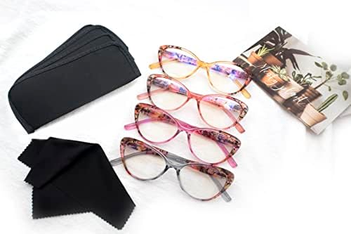Хејјок 4-Спакувајте Сини Светлосни Блокирачки Очила За Читање Жени, Пролетни Читачи На Компјутерски Шарки, Очила Против Ув Катеј