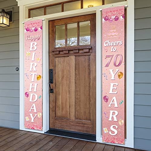 Среќен Роденден Навива на 70 Години Розова Двор Знак Вратата Банер 70 Ти Роденден Украси Забава Материјали