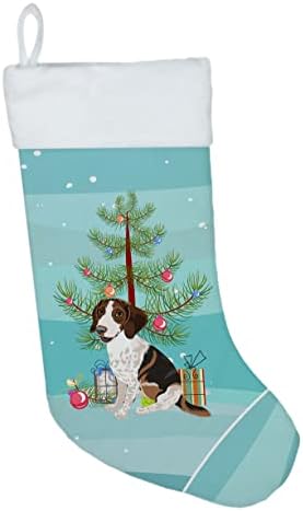 Богатства на Каролина WDK2963CS Beagle Tricolor Mottled Christmas Christmas Christmas Stocking, камин што виси чорапи Божиќна сезона забава Декорации