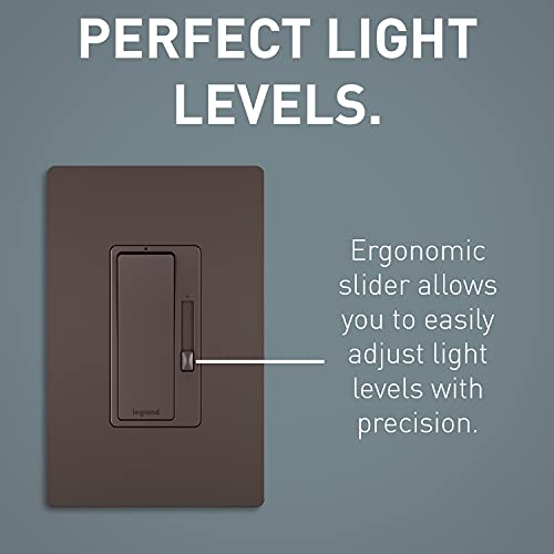 Legrand - Pass & Seymour Dradiant Dimmer светло прекинувач со wallидна плоча, за затемнети LED светла, 450W LED и CFL светилки -