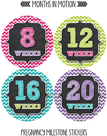 Месеци во движење Бременост Неделни налепници за раст на стомакот - Налепници за бебиња за бебиња - Налепница за породилно Недела -