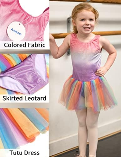Arshiner Little Girls Sparkly Sequin Ballet Skirted Leotards Tutu Dress Ballerina Cross Straps Back Dance Outfits for Kids