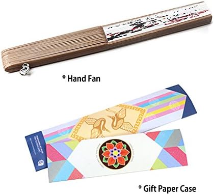 Корејски Традиционален Бамбус Ханџи Рачен Вентилатор + Хартија Подарок Случај Преклопен Склопувачки Голем