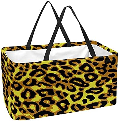 Lorvies за еднократно намирници кеси со леопард животински печати преклопување на големи канти за складирање корпи за торбичка за купување