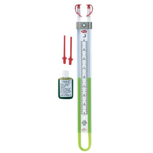 Dwyer Flex-Tube Series 1222 U-Tube Manometer, 8-0-8 WC со употреба на течност со црвен мерач