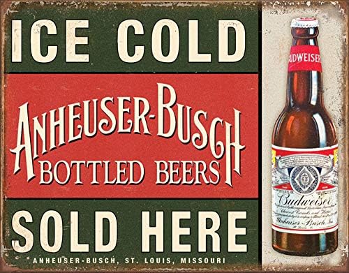 Очајни претпријатија Anheuser -Busch - знак за калај со ладно мраз - носталгичен гроздобер метален wallиден декор - направен во САД