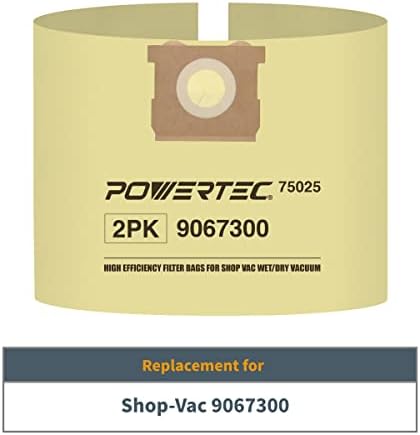 POWERTEC 75025, 90673 Кеси За Продавница Vac Тип J 9067300 Филтер Кеси, 15-25 Gal Вакуум, 2PK