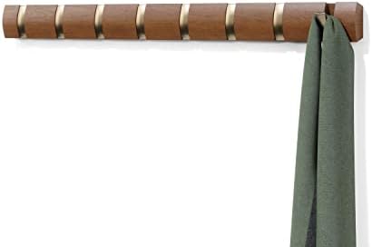 Умбра Флип 8-Кука Решетка За Палто Монтирана На Ѕид, Модерна, Елегантна Закачалка За Палто За Заштеда На Простор со 8 Куки Што Се Повлекуваат