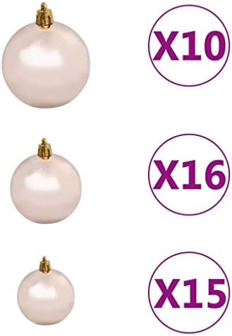 Видаксл 120 парче Божиќна топка сет со врв и 300 LED диоди од розово злато