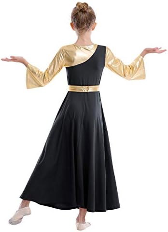 Owlfay пофалби танцови фустани за девојки злато металик блок во боја литургиско обожавање танцувачка облека славење на духот пофалби