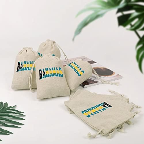 Бахамите Знаме Жици Чанти За Складирање Торбички За Подароци За Бонбони За Повеќекратна Употреба Преклоплив И Компактен Повеќенаменски Џебен Пакет