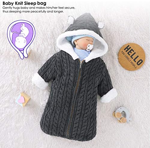 Вреќа За Спиење За Бебиња Што Може Да Се Носи Симпатична Обвивка Со Лопатка Обложена Со Руно Новороденче Гнездо За Спиење Плетена Количка