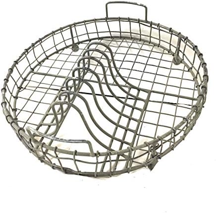 Колонијален калај галванизиран метал гроздобер решетка за садови со прибор за кујнски материјали, 12 дија. X 4¼ t, сива
