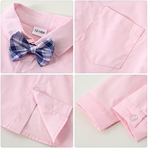 Yallet Toddler Baby Boy Issuit Cuit gentleman gentleman свадбени облеки, формална кошула за фустани+Bowtie+Vest+Boutonniere+Suspender Pants