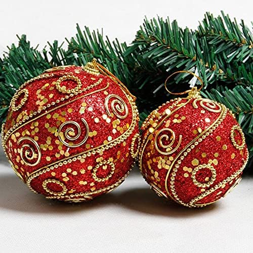 Божиќни топки Орнамент - 8 -пакувања Секини Божиќни украси со топка, распрскувани, неправилни линии Божиќни украси, топки од дрвја, за празнична