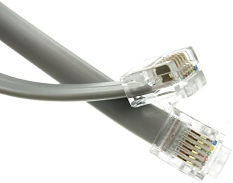 ACL 7 стапки RJ12 6P/6C директно телефонски кабел, сребрен сатен, 10 пакувања