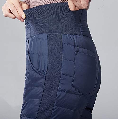 Зимска вклопена висока половината со џебови, пан -жени, плус големина топла случајна пакувања цврста права нога работејќи густа