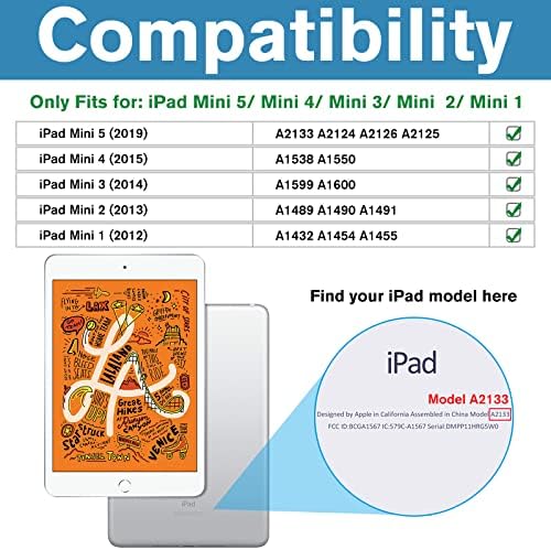 Procase iPad Mini Case за iPad Mini 5 2019/ Mini 4, Mini 1 2 3 -Греј пакет со заштитник на iPad Mini 4 -ти и 5 -ти екран, заштитник