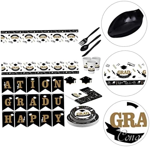 Pretyzoom 228 компјутерски фиоки за дипломирање постави црно -бели шарени чаршави за чаршави чаши и прибор за јадење 2021 матура