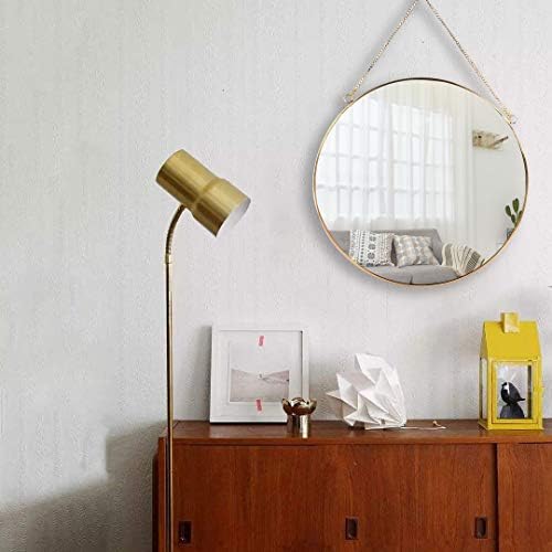 Лонгвин Виси Ѕид Круг Огледало Декор Злато Геометриски Огледало Со Синџир За Бања Спална Соба Дневна соба 11.8