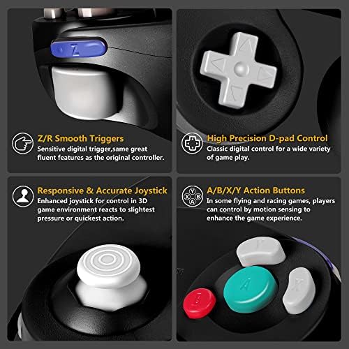 Fiotok Gamecube Контролер, Класичен Жичен Контролер За Wii Nintendo Gamecube-Подобрена - 4 Пакет (Црна&засилувач;Црна&засилувач;Црвена&засилувач;Сина)