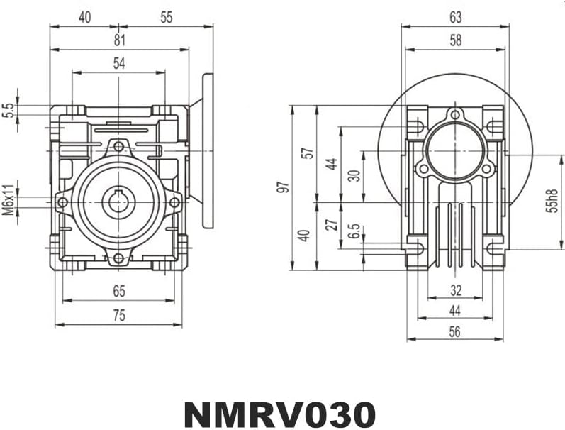 Давиту Еднонасочна струја Мотор - 90 степен Менувач NMRV030 Црв Брзина Редуктор 5: 1-80: 1 за 9mm или 11mm влез вратило - : 10 сооднос 1, Напон: