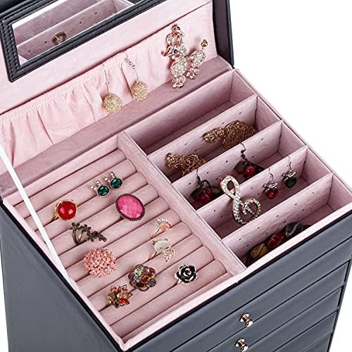 Кутии За накит Голема Кутија За Накит Организатор На Накит Кутија За Прикажување Кутија За Складирање Со Заклучување Огледало Девојки