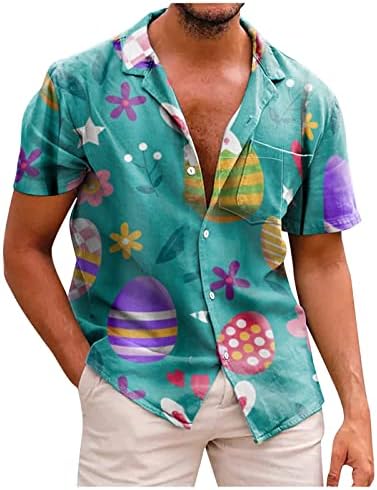 Велигденски Хавајски Кошули За Мажи, Машки Печатени Обични Кошули Со Копчиња Со Кратки Ракави Цветна Кошула На Плажа Алоха