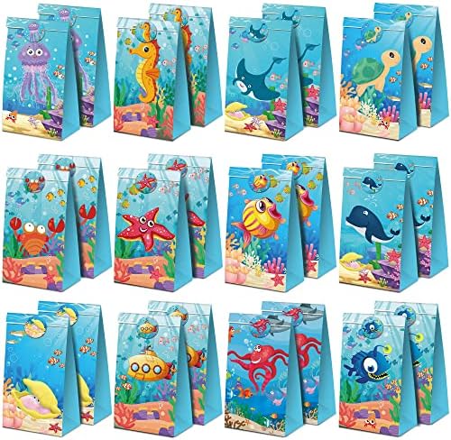 24 Спакувајте Морски Животни Торби За Забави Торби За Подароци - Океанска Забава Со Тематика За Животни Торби За Добрите Бонбони