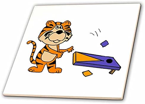 3дроза Смешни Симпатична Тигар Играње Сина И Портокалова Пченка Игра Спортски Цртан Филм-Плочки