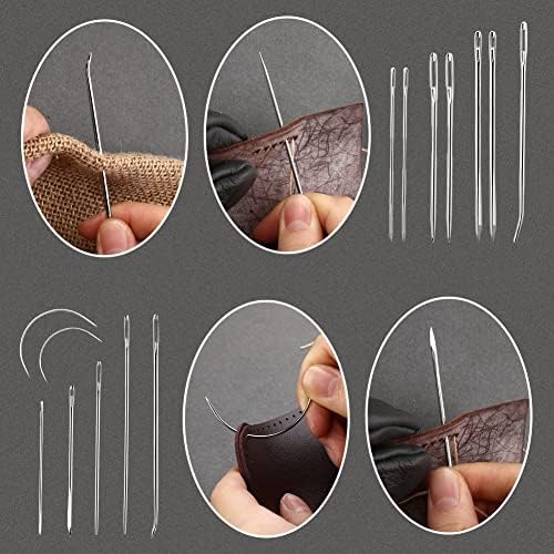 Работни алатки за кожа Бакерла, комплет за шиење со кожа со восочна конец игла Awl Groover Tracing Wheel Prong Panch Cage Tagh Tagh