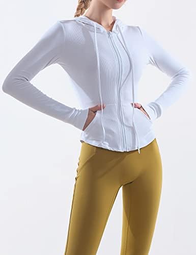 Flygo Women'sенски лесен целосен поштенски качулка Тенок фит спортска облека со аспиратор за вежбање на тренингот