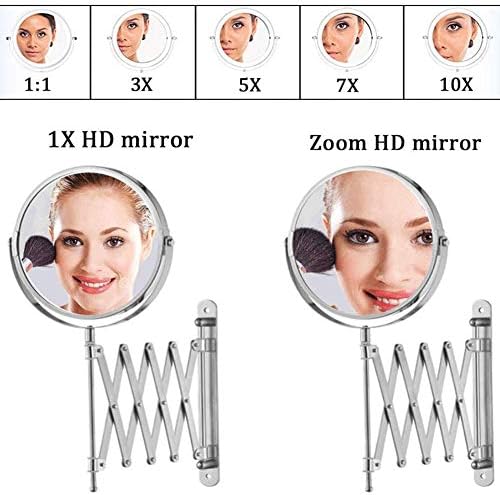 Огледало за шминка за шминка на Zaahh Wall, двострано зголемување на огледалото за бања, огледало за продолжување од 8 инчи, без светлина,