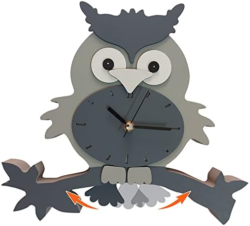 Cleris Art Studio owl pendulum wallиден часовник, детски аналоген часовник, був часовник, деца деца wallидни часовници спална