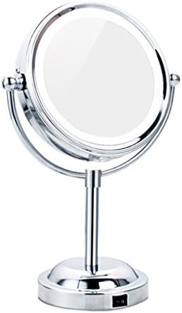 Огледало за зголемување на Neochy со светло, осветлено огледало за шминка за суета, двострано козметичко огледало безжична батерија управувана