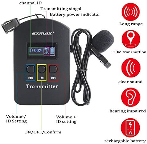 Exmax EXD-6688 2.4GHz Водич за безжични туристички водичи за микрофон Опрема за опрема за превод на црква 9999 канали за граѓански состанок