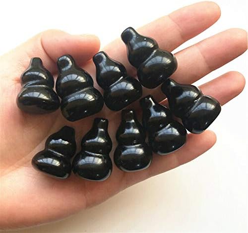 Seewudee AG216 1PC 28mm Природно црно опсидијан врежан тиква кристален камен Cucurbit занаети за занаети Природни камења и минерали Подарок