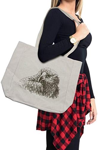 Торба за шопинг на Амбесон орел, илустрација на „Орел диви животни предатор“, Портрет за моќност на птици, монохромно уметничко печатење,