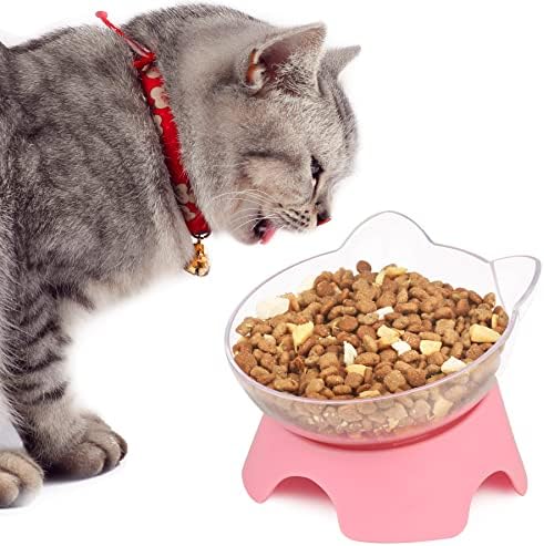 Милифун крена чинии за храна со мачки со штанд, јадења со мачки за храна или вода, чинија со навалена мачка, сад за миленичиња