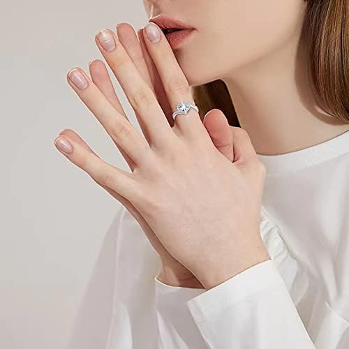 2023 Нов дијамантски прстен во форма на срце за жени моден накит Популарни додатоци за нокти за жени