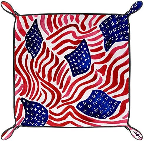 Lorvies USA Design Print Design Th јули независност УСАРД бели сини ленти Американско знаме за чување уметност кутија за кутии за корпи за корпи