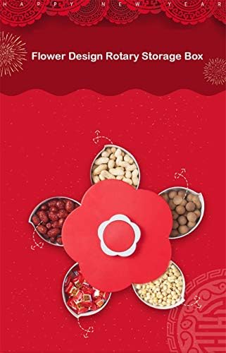 Кутии За Складирање Црвена Ротирачка Кутија За Складирање Цвет Дизајн Снек Бонбони Кутија Организатор На Накит Козметичка Кутија За Складирање