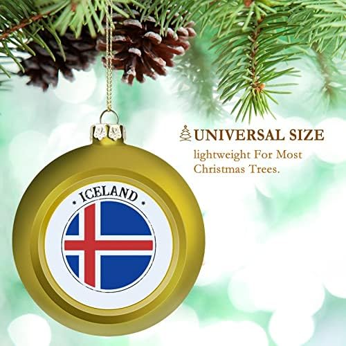 Орнамент за божиќни топка на Исланд, знаме на нации, Исланд знаме Исланд топчести орнаменти што висат зачувување на Божиќниот подарок